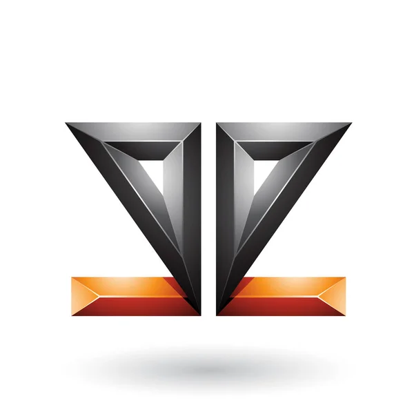 Oranje en zwart 3D geometrische dubbelzijdig reliëf letter E I — Stockfoto