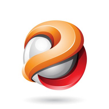 Turuncu ve Kırmızı Kalın Metalik Parlak 3d Küre İllüstrasyon