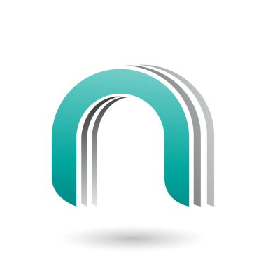 N Harfi İllüstrasyon için Farsça Yeşil Katmanlı Simge