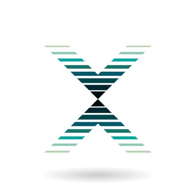 Letter X İllüstrasyon için Farsça Yeşil Çizgili Simge