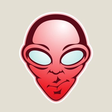 Kırmızı Alien Head Karikatür Simge İllüstrasyon