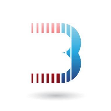 Dikey Çizgili Kırmızı ve Mavi Harf B Simgesi