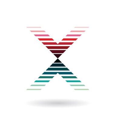 X Harfi İllüstrasyon için Kırmızı ve Yeşil Çizgili Simge