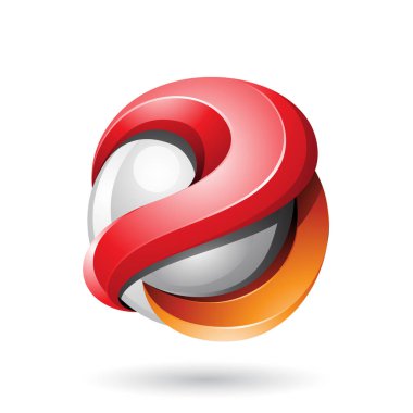 Kırmızı ve Turuncu Kalın Metalik Parlak 3d Küre İllüstrasyon