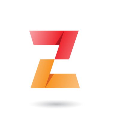 Kırmızı ve Turuncu Katlanmış Kağıt Mektup Z İllüstrasyon