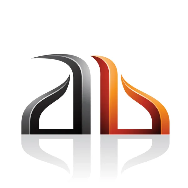 Oranje en zwarte strik-achtige reliëf letters van A en B illustrati — Stockfoto
