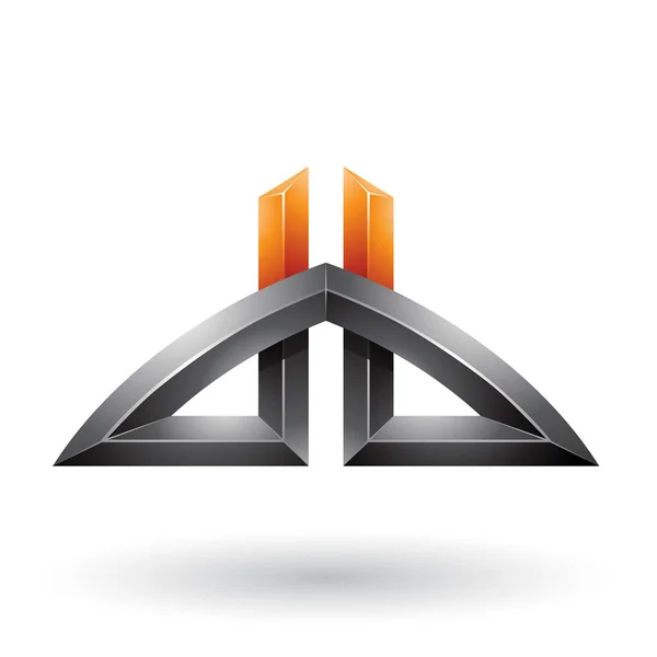 Orange och svart överbryggade bokstäver av D-och B-illustration — Stockfoto