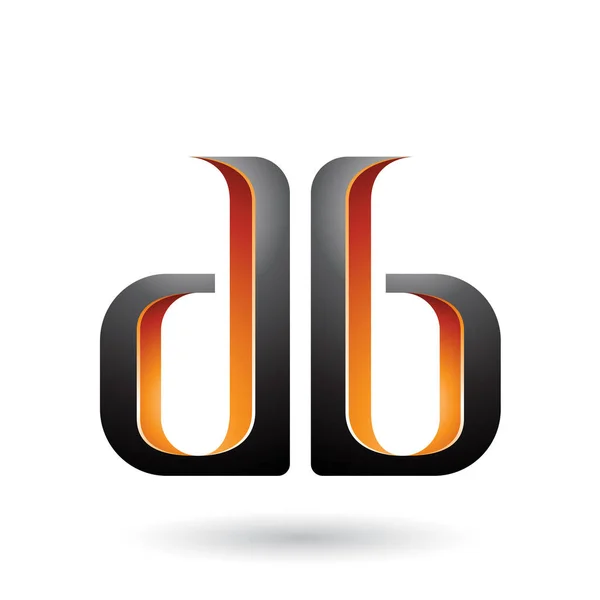 Oranje en zwart dubbelzijdig D en B letters illustratie — Stockfoto