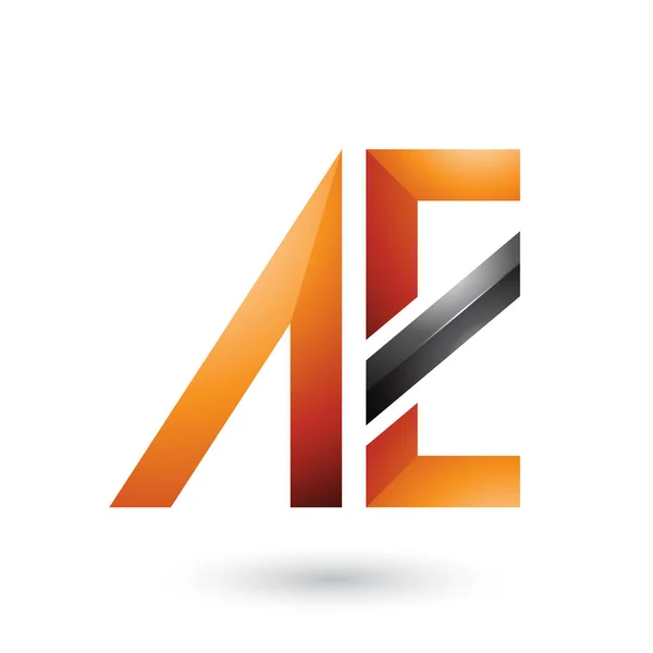 Letras duales geométricas naranjas y negras de A y E Illustratio — Foto de Stock