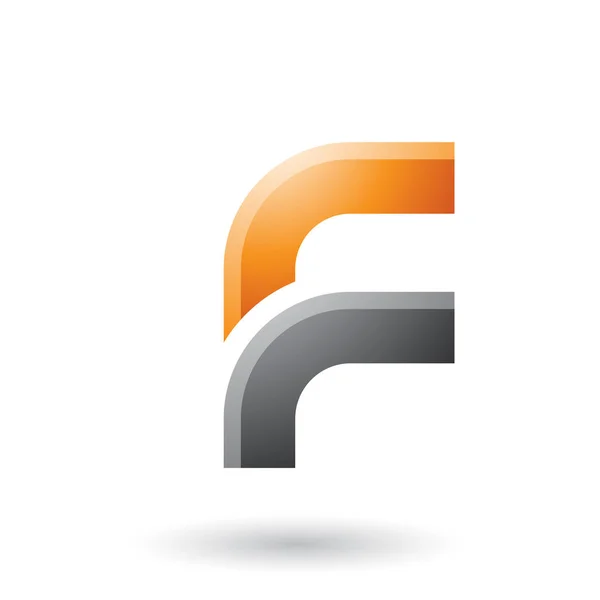 Orange and Black Letter F with Round Corners Illustration — Stock Photo, Image