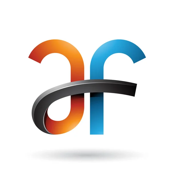 Orange and Blue Bold Curvy Letters A and F Illustration — Stock Photo, Image