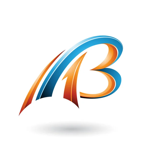 Orange and Blue Flying Dynamic 3d Letters A and B Illustration — Stock Photo, Image