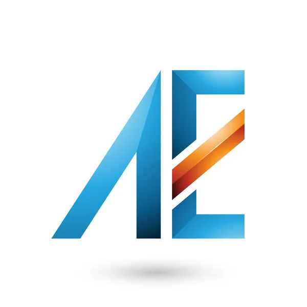 Letras duales geométricas naranja y azul de la ilustración A y E — Foto de Stock