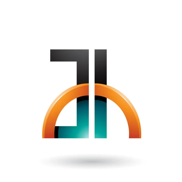 Oranje en groene letters A en H met een glanzende halve cirkel Illus — Stockfoto