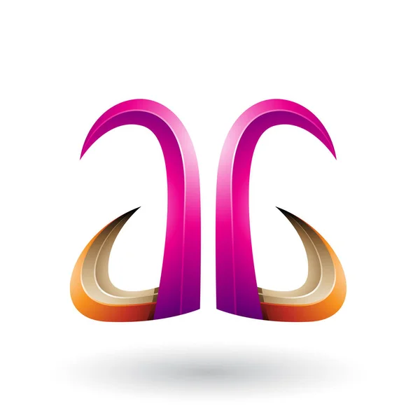 Orange und magenta 3D Horn wie Buchstaben a und g Illustration — Stockfoto