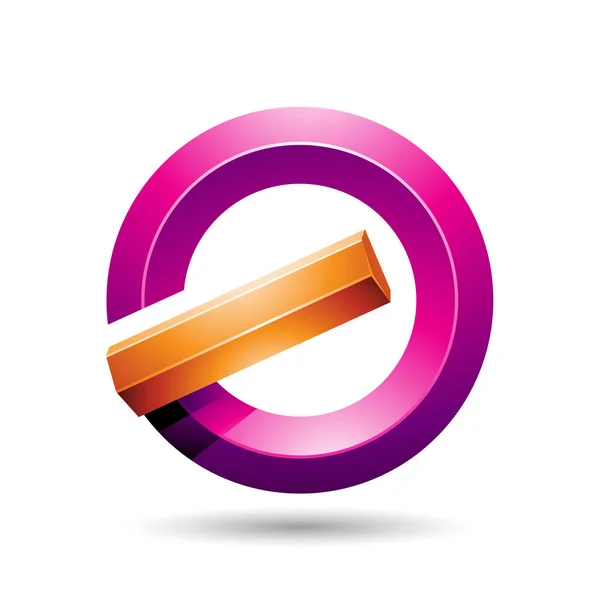 Orange und magenta runde glänzende umgekehrte Buchstaben g oder ein Symbol — Stockfoto