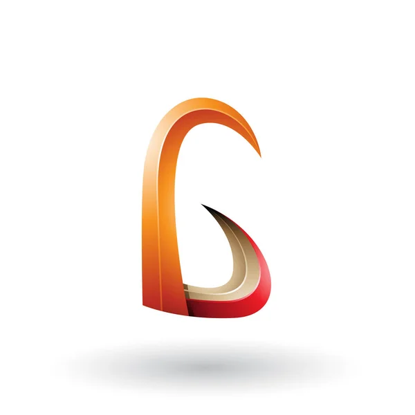 Orangefarbenes und rotes 3D Horn wie Buchstabe g Illustration — Stockfoto