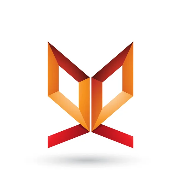 Orange och röd dubbelsidig fjäril som bokstaven E illustration — Stockfoto