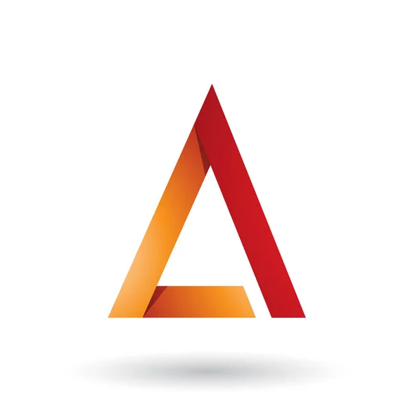 Triángulo doblado naranja y rojo Letra A Ilustración — Foto de Stock
