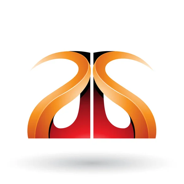 Oranje en rood glanzende bochtige reliëf letters A en G Illustratio — Stockfoto