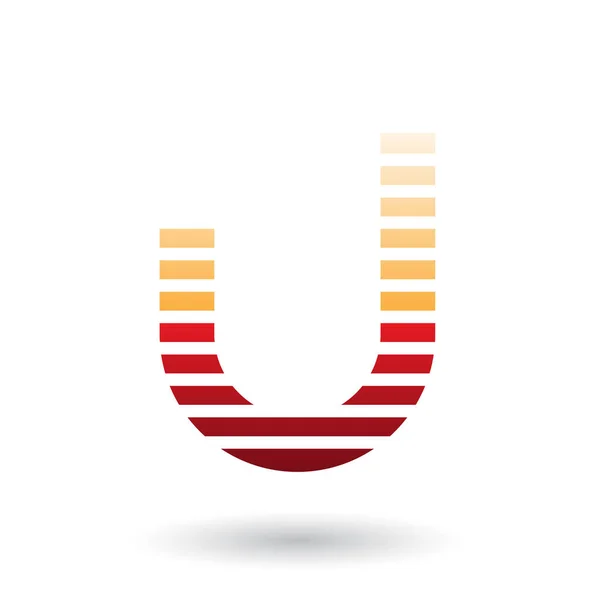 가로 얇은 줄무늬가 있는 주황색 및 빨간색 문자 U 아이콘 — 스톡 사진