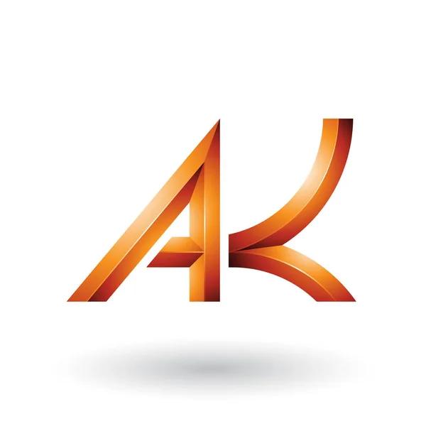 Oranje vet en bochtige geometrische letters A en K illustratie — Stockfoto