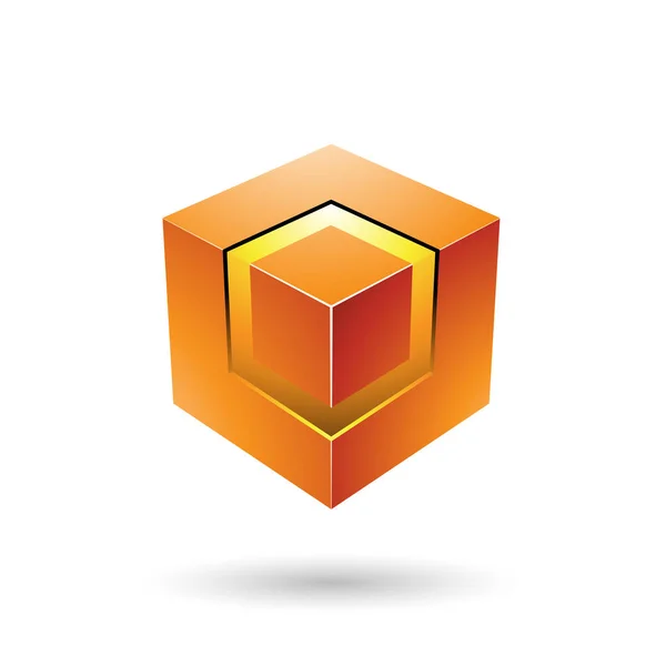 Orange Bold Cube with Glowing Core Illustration — Stock Photo, Image