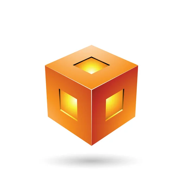 Orange Bold Lantern Cube Illustration — Stock Photo, Image