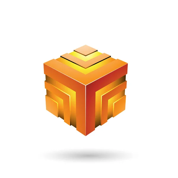 Orange Bold Striped Cube Illustration — Stock Photo, Image