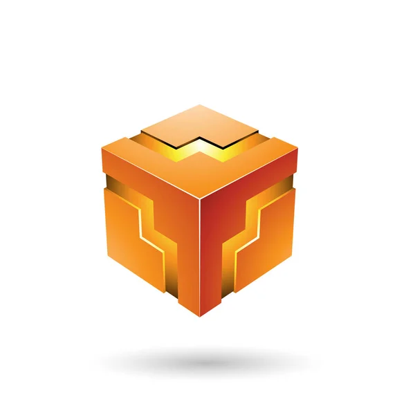 Orange Bold Zigzag Cube Illustration — Photo