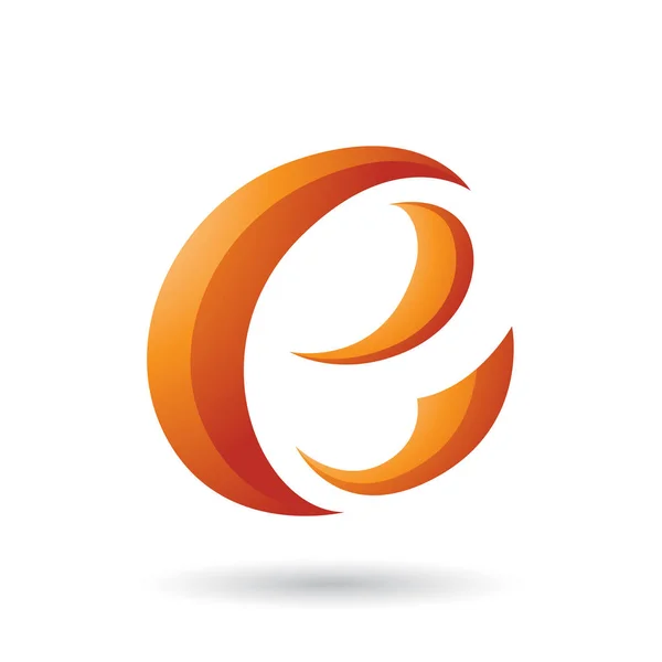 Orange Crescent Shape bokstaven E illustration — Stockfoto