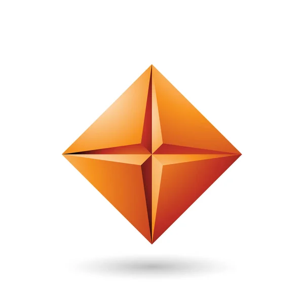 Ícone de diamante laranja com uma ilustração em forma de estrela — Fotografia de Stock