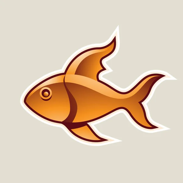 Orange Fish or Pisces Icon Illustration