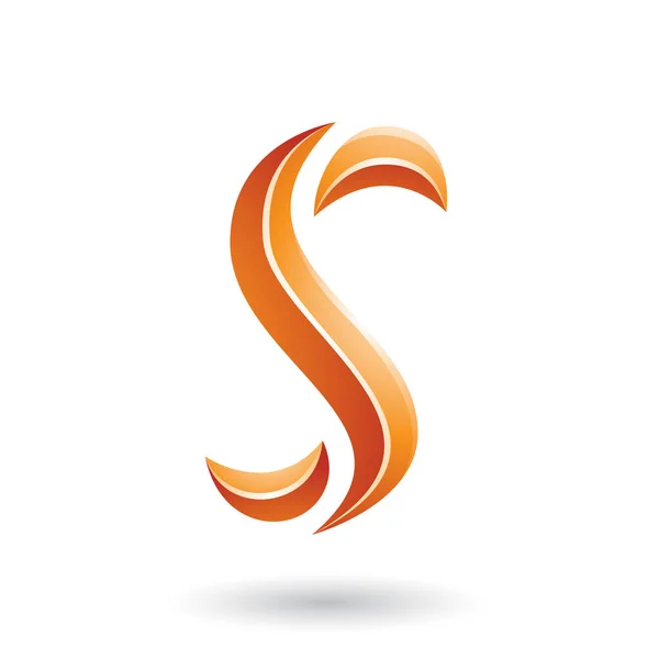 Orange glänsande orm formad bokstaven S illustration — Stockfoto