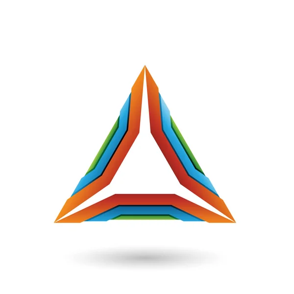 Orange grün und blau mechanisches Dreieck Illustration — Stockfoto