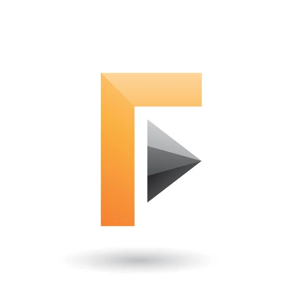 Orange Icon of Letter F with a Triangle Illustration — Stock Photo, Image