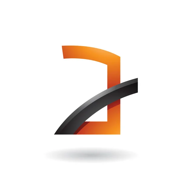 Oranje letter A met zwarte glanzende stok illustratie — Stockfoto