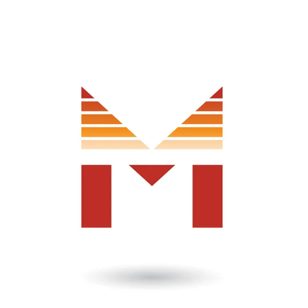 赤とオレンジのスパイキー文字Mと水平ストライプイラスト — ストック写真