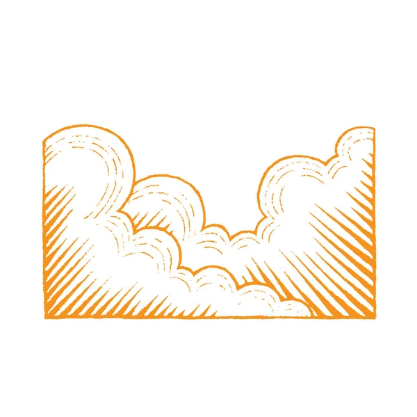 Oranje inkt schets van wolken illustratie — Stockfoto