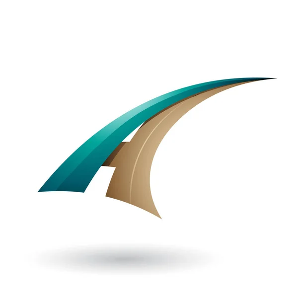 Perzisch groen en beige dynamische vliegende brief een illustratie — Stockfoto