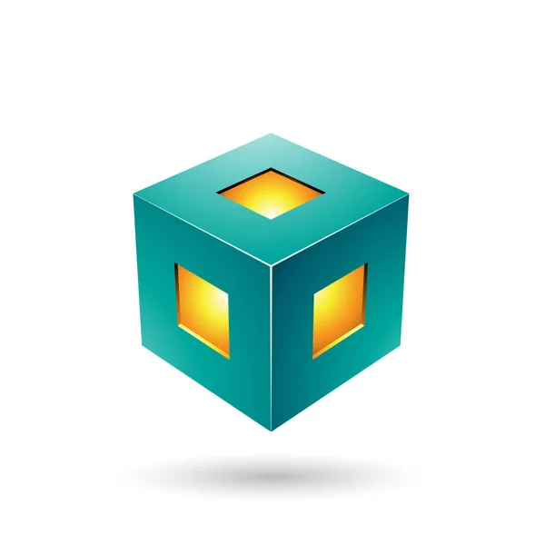 Persian Green Bold Lantern Cube Illustration — Stock Photo, Image