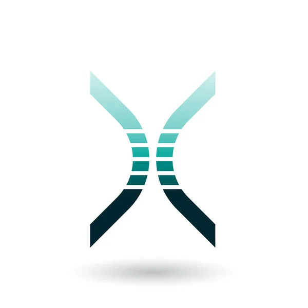 Perská zelená ikona tvaru proužkované ikony pro písmeno X — Stock fotografie
