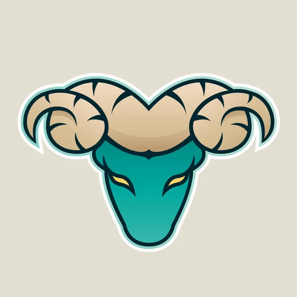 Persian Green Aries or Ram Icon Front View Illustration — Stock Photo, Image