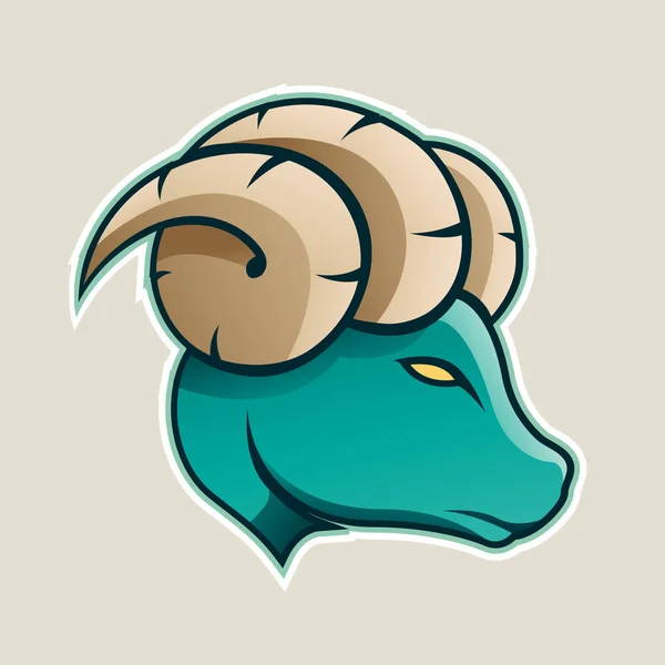 Ilustración de Icono de Dibujos Animados Persa Verde Aries o Ram —  Fotos de Stock