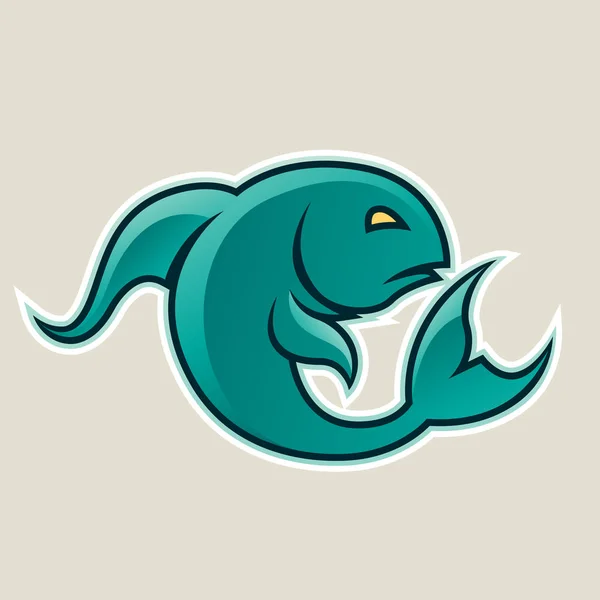 Persian Green Curvy Fish or Pisces Icon Illustration — Stock Photo, Image