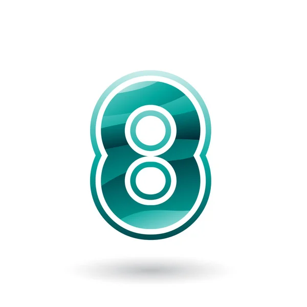 Persian Green Round Icon for Number 8 Illustration — Stock Photo, Image