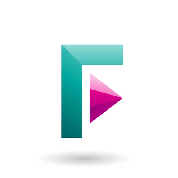 Perzisch groen icoon van letter F met een driehoek illustratie — Stockfoto