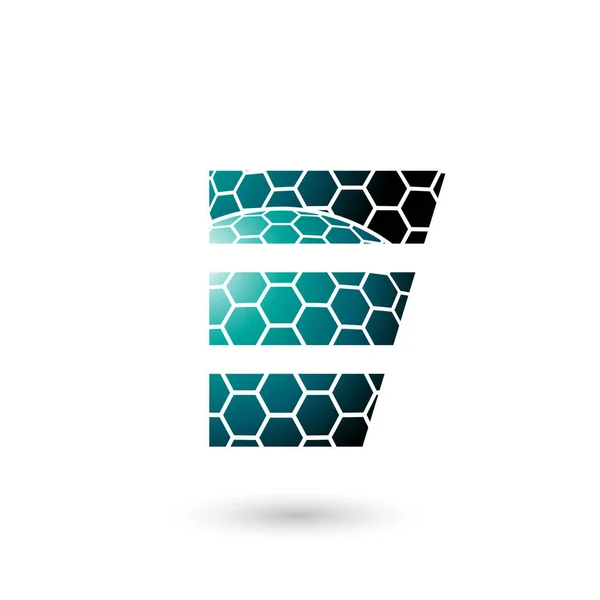 Persian Green Letter E with Honeycomb Pattern Illustration — Stock Photo, Image