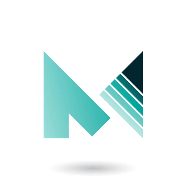 Perzische groene letter M met een diagonaal gestreepte driehoek illust — Stockfoto