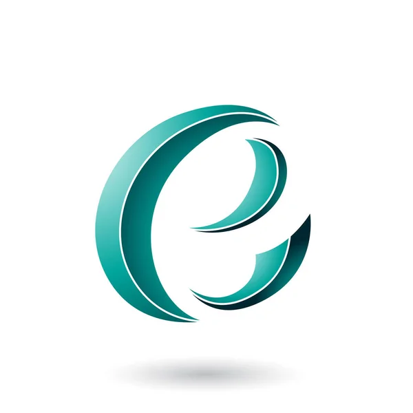 Persisk grön randig halvmåne form bokstaven E illustration — Stockfoto